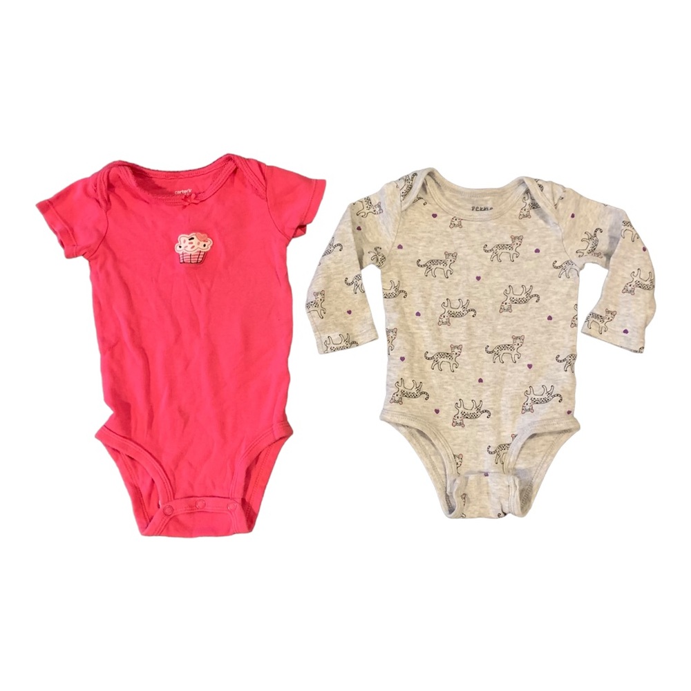 Baby Bodysuit Bundle of Two Pink Grey Girls 6M